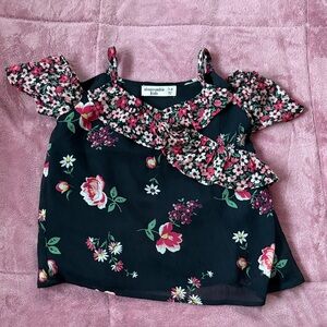 Abercrombie Kids Floral Ruffle Blouse - Black and Pink